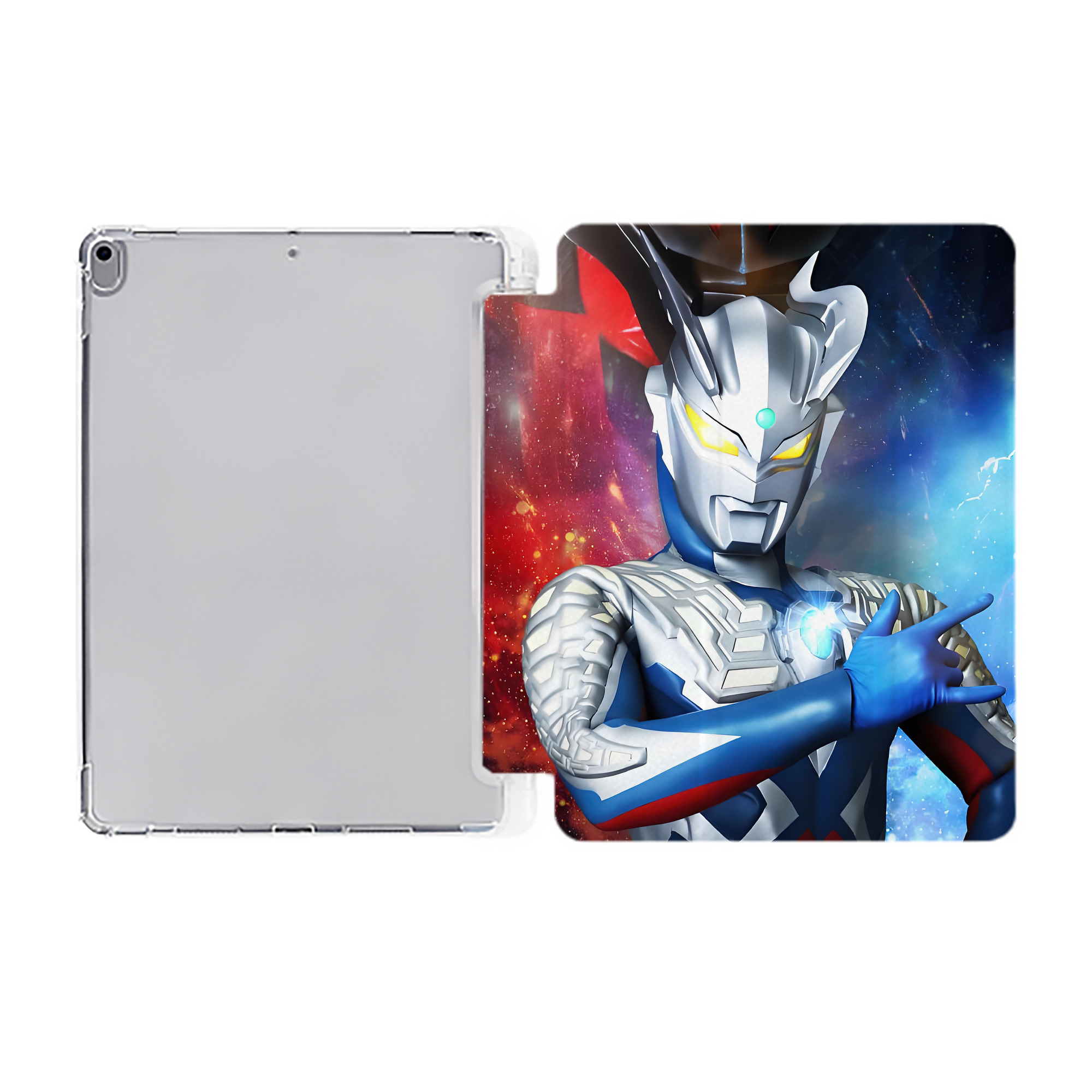 （画像用） ウルトラマン Ultraman IPad ケース ペン収納付き 三つ折りスタンド PUレザー×シリコン 対応機種9.5/10.5/10.9インチ